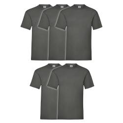 Fruit of the Loom 5er Pack Valueweight T-Shirt + GRATIS MyShirt Stoffbeutel, Farbe:Graphit, Größe:3XL von Fruit of the Loom