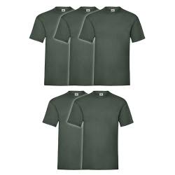 Fruit of the Loom 5er Pack Valueweight T-Shirt + GRATIS MyShirt Stoffbeutel, Farbe:flaschengrün, Größe:2XL von Fruit of the Loom