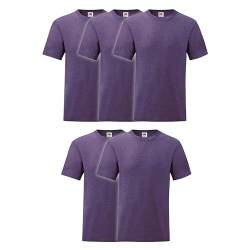 Fruit of the Loom 5er Pack Valueweight T-Shirt + GRATIS MyShirt Stoffbeutel, Farbe:violett meliert, Größe:2XL von Fruit of the Loom