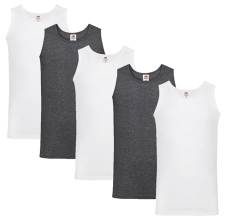 Fruit of the Loom 5er T Shirt Athletic MUSKELSHIRT M L XL XXL 3XL 4XL UNTERHEMD Tank TOP, 3xWeiss 2xDarkHeather + 1 HL-Kauf Notizblock M von Fruit of the Loom