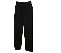 Fruit of the Loom Classic Jog Pants Herren Jogginghose mit offenem Beinabschluss, Größe:XL, Farbe: 1x Schwarz offen + 1 HL Kauf Notizblock von Fruit of the Loom