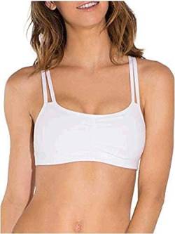 Fruit of the Loom Damen 3 Pack Spaghetti Bra Sport-BH, Skinny Stripe/Weiß/Rouge Rose, 3 Stück, 40 (3er Pack) von Fruit of the Loom