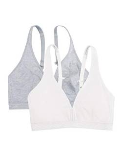 Fruit of the Loom Damen Bügelloser Bralette aus Baumwolle BH, Undurchsichtige, Heather Grey/White, 85AA/A von Fruit of the Loom