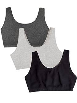 Fruit of the Loom Damen Built Up Tank Style Sport-BH, Blickdicht, Schwarz/Heather Grey/Charcoal, 85 (3er Pack) von Fruit of the Loom