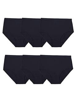 Fruit of the Loom Damen Eversoft Baumwoll-Slip, ohne Etikett und atmungsaktiv, erhältlich in Übergröße Unterhose, Slip-Baumwolle-6er-Pack-Schwarz, 7 von Fruit of the Loom