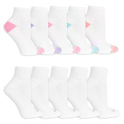 Fruit of the Loom Damen Everyday Soft Cushioned Ankle Socks (10er Pack) Damensocken, Weiß, Sortiert, 36.5-43 EU von Fruit of the Loom