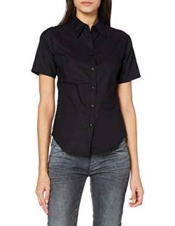 Fruit of the Loom Damen Lady-Fit Oxford Bluse, kurzarm, 2XL, Schwarz von Fruit of the Loom