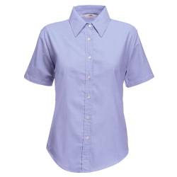 Fruit of the Loom Damen Lady-Fit Oxford Bluse, kurzarm, S, Oxford Blau von Fruit of the Loom