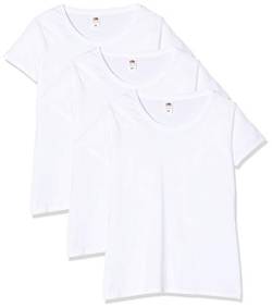 Fruit of the Loom Damen Lady-fit Original Tee, 3 Pack T-Shirt, Weiß (White 30), 36 (Herstellergröße: Large) (3er Pack) von Fruit of the Loom