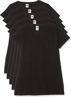 Fruit of the Loom Damen Lady-fit Valueweight Tee, 5 Pack T-Shirt, Schwarz (Black 36), (Herstellergröße: Large) (5er Pack) von Fruit of the Loom