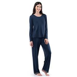 Fruit of the Loom Damen Long Sleeve Tee and Pant 2 Piece Sleep Set Pyjamaset, Midnight Blue, Medium von Fruit of the Loom