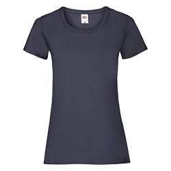 Fruit of the Loom Damen Regular Fit T-Shirt, 5er Pack, Blau (Deep Navy AZ), 46 EU (Herstellergröße: XXL) von Fruit of the Loom