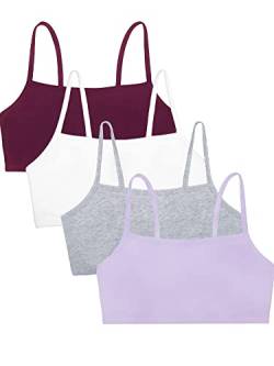 Fruit of the Loom Damen Spaghetti Strap Cotton Pullover Bra Value Pack Sport-BH, Blickdicht, Violett/Weiß/Lila/Grau, 95 (4er von Fruit of the Loom