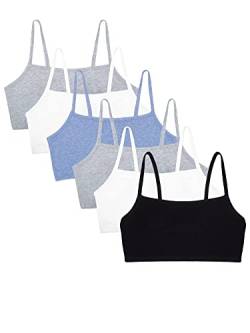 Fruit of the Loom Damen Spaghettiträgern, Baumwolle, Vorteilspack Sport-BH, Heather Grey/Heather Grey/White/White/Heather Blue/Heather Blue, 75 von Fruit of the Loom