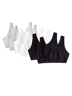 Fruit of the Loom Damen Tank-Stil, Vorteilspack Sport-BH, Undurchsichtige, Black/White/Heather Grey, 80 (6er Pack) von Fruit of the Loom