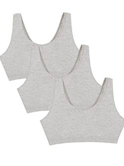 Fruit of the Loom Damen Tank-Stil Sport-BH, Blickdicht, Grau/Grau/Grau, 100 Größen (3er Pack) von Fruit of the Loom