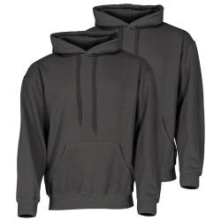 Fruit of the Loom Doppelpack Classic Kapuzen-Sweat Herren Hoodie 2er Pack + GRATIS MyShirt Stoffbeutel, Farbe:Graphit, Größe:2XL von Fruit of the Loom