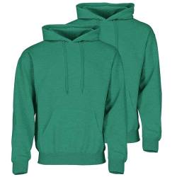 Fruit of the Loom Doppelpack Classic Kapuzen-Sweat Herren Hoodie 2er Pack + GRATIS MyShirt Stoffbeutel, Farbe:Retro grün meliert, Größe:2XL von Fruit of the Loom