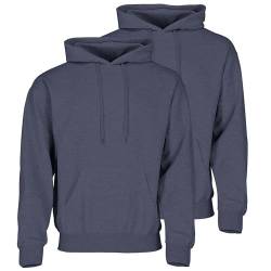 Fruit of the Loom Doppelpack Classic Kapuzen-Sweat Herren Hoodie 2er Pack + GRATIS MyShirt Stoffbeutel, Farbe:Vintage Navy meliert, Größe:2XL von Fruit of the Loom