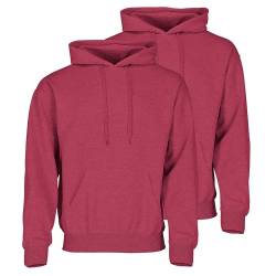 Fruit of the Loom Doppelpack Classic Kapuzen-Sweat Herren Hoodie 2er Pack + GRATIS MyShirt Stoffbeutel, Farbe:Vintage rot meliert, Größe:2XL von Fruit of the Loom