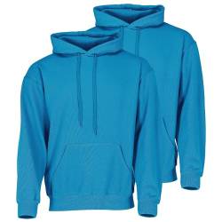 Fruit of the Loom Doppelpack Classic Kapuzen-Sweat Herren Hoodie 2er Pack + GRATIS MyShirt Stoffbeutel, Farbe:azurblau, Größe:L von Fruit of the Loom