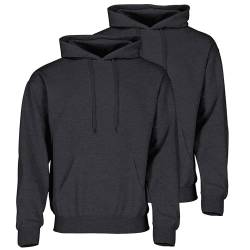 Fruit of the Loom Doppelpack Classic Kapuzen-Sweat Herren Hoodie 2er Pack + GRATIS MyShirt Stoffbeutel, Farbe:dunkelgrau meliert, Größe:L von Fruit of the Loom