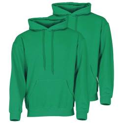 Fruit of the Loom Doppelpack Classic Kapuzen-Sweat Herren Hoodie 2er Pack + GRATIS MyShirt Stoffbeutel, Farbe:maigrün, Größe:2XL von Fruit of the Loom