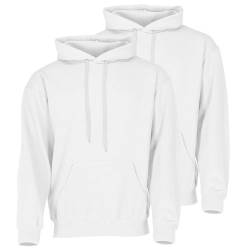 Fruit of the Loom Doppelpack Classic Kapuzen-Sweat Herren Hoodie 2er Pack + GRATIS MyShirt Stoffbeutel, Farbe:weiß, Größe:L von Fruit of the Loom