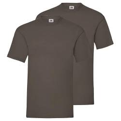 Fruit of the Loom Doppelpack Herren T-Shirt 2er Pack + GRATIS MyShirt Stoffbeutel, Farbe:Chocolate, Größe:M von Fruit of the Loom