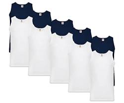 Fruit of the Loom Herren 10 Pack Weste, Weiss/Navy, L (10er Pack) von Fruit of the Loom