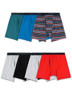 Fruit of the Loom Herren 360 Boxershorts (schnell trocknend und feuchtigkeitsableitend) Retroshorts, Normales Bein – Baumwoll-Stretch – 7er-Pack, Rot/Blau/Grau, Small von Fruit of the Loom