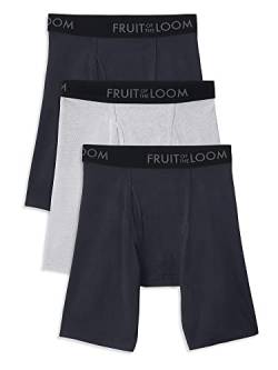 Fruit of the Loom Herren Atmungsaktive Unterwäsche Retroshorts, Langes Bein – Baumwollgewebe – 3er-Pack – Sortiert, Medium von Fruit of the Loom