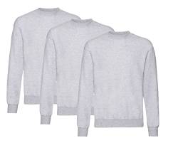 Fruit of the Loom Herren Classic Set In Sweat, 3 Pack Sweatshirt, 3X Grau + 1 HL Kauf Notizblock, 3XL (3er Pack) von Fruit of the Loom