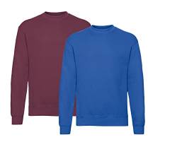 Fruit of the Loom Herren Classic Sweat - 1Burgund/1Royal + 1 HLKauf-Notizblock - Größe: L von Fruit of the Loom