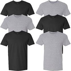 Fruit of the Loom Herren Eversoft Cotton Stay Tucked Crew T-Shirt, Regulär, 6er-Pack, Schwarz/Grau, M von Fruit of the Loom