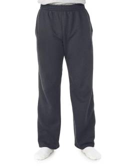 Fruit of the Loom Herren Fleece-Hose mit Taschen, offener Unterseite Trainingshose, Dunkelgrau meliert, XXL von Fruit of the Loom