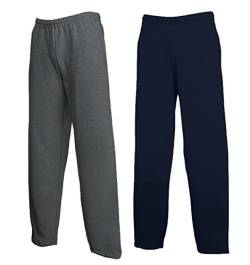 Fruit of the Loom Herren-Jogginghose, Größe:XXL, Farbe: 1x Dark Heather offen + 1x Deep Navy offen + 1 HL Kauf Notizblock von Fruit of the Loom