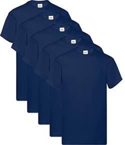 Fruit of the Loom Herren Original T. T-Shirt, 5 Navy, XXL (5er Pack) + 1HL-Kauf Notizblock von Fruit of the Loom