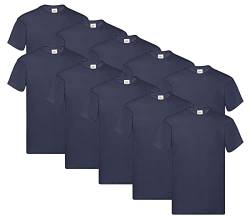 Fruit of the Loom Herren Original T. T-Shirt (10er Pack), Farbe:10x Deep Navy + 1 HL Kauf Notizblock, Größe:L von Fruit of the Loom