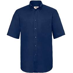 Fruit of the Loom Herren Oxford Businesshemd Oxford Short Sleeve, Blau (Navy 32), X-Large (Herstellergröße: 17") von Fruit of the Loom