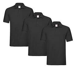 Fruit of the Loom Herren-Poloshirt 3er Schwarz XL + 1 HL Kauf Block von Fruit of the Loom