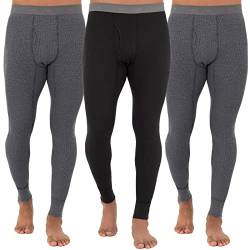 Fruit of the Loom Herren Recycelte Premium Waffel Thermounterwäsche Lange Unterhose (1, 2, 3 und 4 Packungen) Pyjamaunterteil, Greystone Heather/Greystone Heather/Black, Mittel von Fruit of the Loom