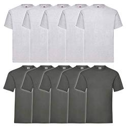 Fruit of the Loom Herren Super Premium Short Sleeve T-Shirt (10er Pack), Größe:3XL, Farbe:Grau/Anthrazit von Fruit of the Loom