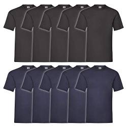Fruit of the Loom Herren Super Premium Short Sleeve T-Shirt (10er Pack), Größe:5XL, Farbe:Schwarz/Navy von Fruit of the Loom