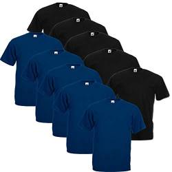 Fruit of the Loom Herren T-Shirt Valueweight, 10er Pack, 5Schwarz/5Navy, XXXXX-Large von Fruit of the Loom