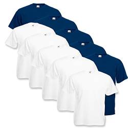 Fruit of the Loom Herren T-Shirt Valueweight, 10er Pack, Weiss/Navy, XXXX-Large von Fruit of the Loom