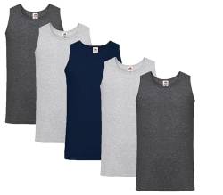 Fruit of the Loom Herren Tank Top Valueweight Athletic Vest 61-098-0 auch Farbsets M L XL XXL 3XL 4XL, 2xDarkHeater 2xGrau 1xDeepNavy + 1 HL-Kauf NotizblockL von Fruit of the Loom