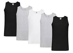 Fruit of the Loom Herren Tank Top Valueweight Athletic Vest 61-098-0 auch Farbsets M L XL XXL 3XL 4XL, 2xGrau 2xSchwarz 1xWeiss + 1 HL-Kauf Notizblock 5XL von Fruit of the Loom