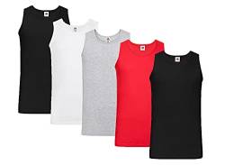 Fruit of the Loom Herren Tank Top Valueweight Athletic Vest 61-098-0 auch Farbsets M L XL XXL 3XL 4XL, 2xSchwarz 1xWeiss 1xGrau 1xRot + 1 HL-Kauf Notizblock XL von Fruit of the Loom