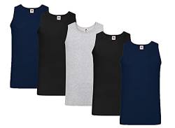 Fruit of the Loom Herren Tank Top Valueweight Athletic Vest 61-098-0 auch Farbsets M L XL XXL 3XL 4XL, 2xSchwarz 2xDeepNavy 1xGrau + 1 HL-Kauf Notizblock 3XL von Fruit of the Loom